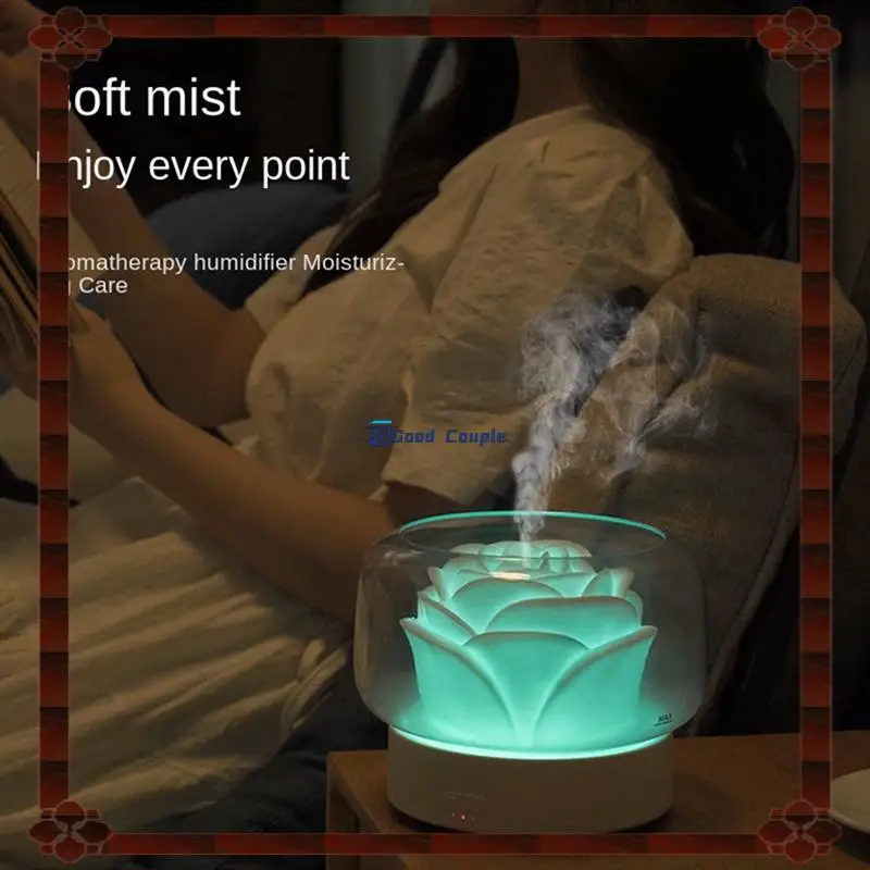 

24-Hour Delivery 400Ml Flower Air Purification Humidifier Aromatherapy Essential Oil Diffuser With Atmosphere Light For Gift UK