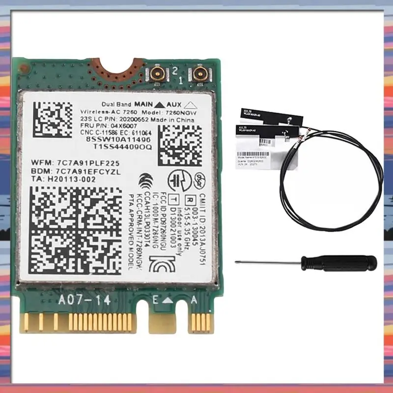 AC18(Guaranteed) 7260NGW 7260AC Wifi Card+Antenna 2.4G/5G BT4.0 FRU 04X6007 For Thinkpad X250 X240 X240S X230S T440 W540 T540 Yo