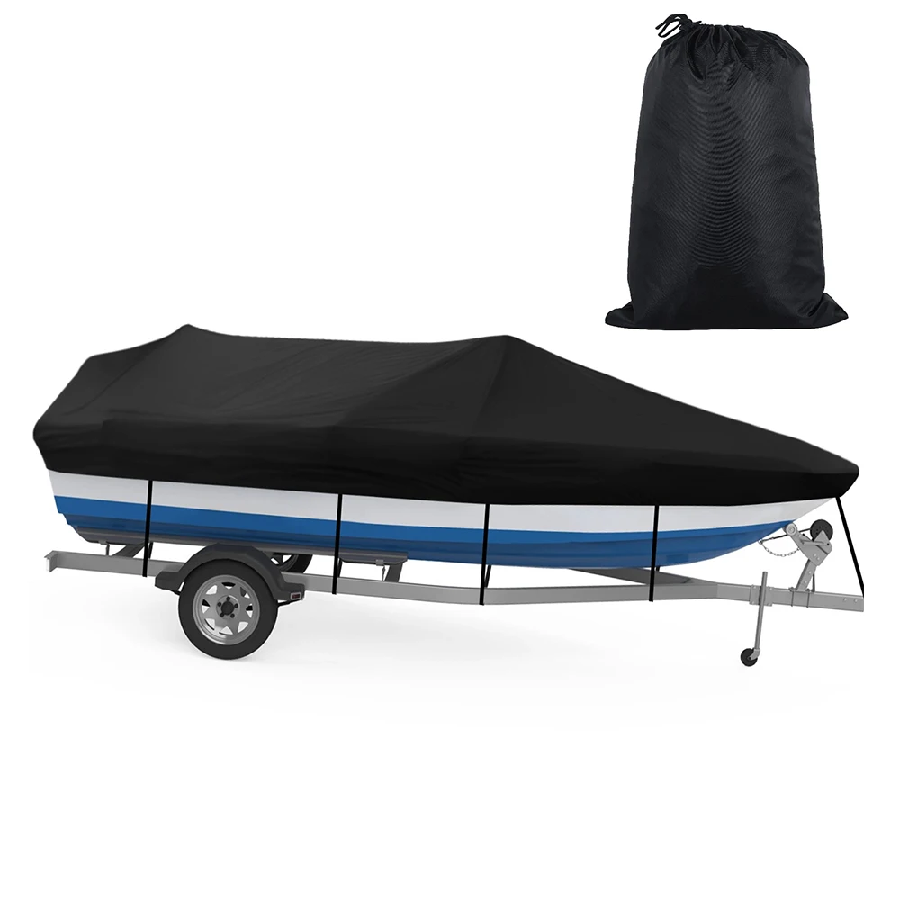 Trailerable Boat Cover Oxford Fits 17-19FT Runabout Cover Bass Boat Accessory Waterproof Cover 600D Marine Grade PU Oxford Cover