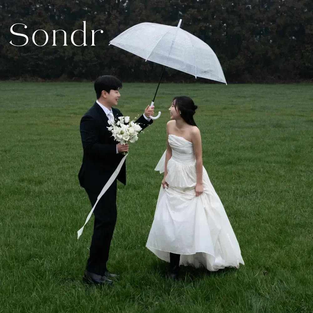 

Sondr Customized Elegant Strapless Korean Wedding Dresses Simple A Line Bridal Wedding Snap Gown Photo Shoot Party Dresses