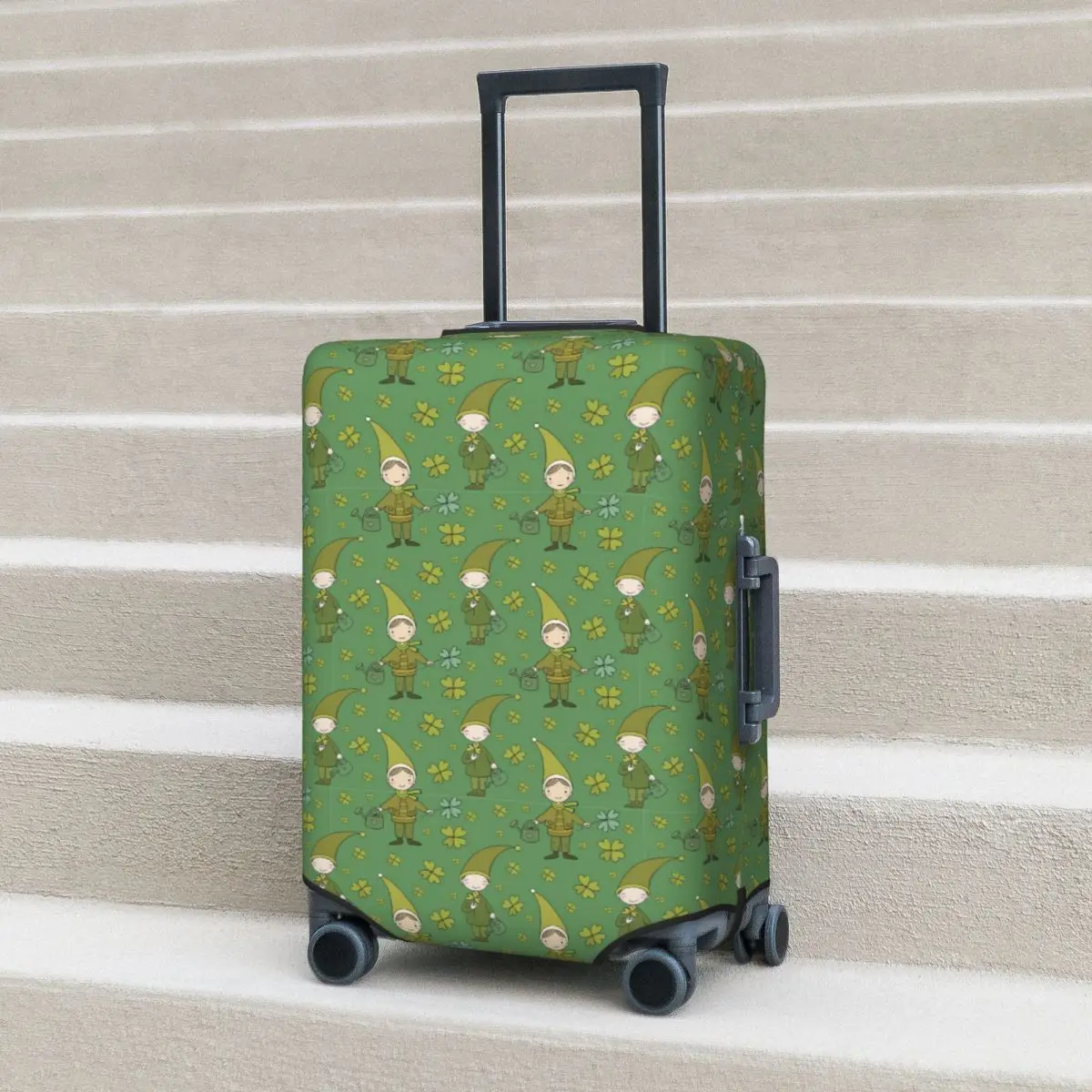 

Shamrock Leaf Elf Suitcase Cover Fun St. Patricks Day Cruise Dust Proof Trip Protection Scratch Resistant Luggage Accesories