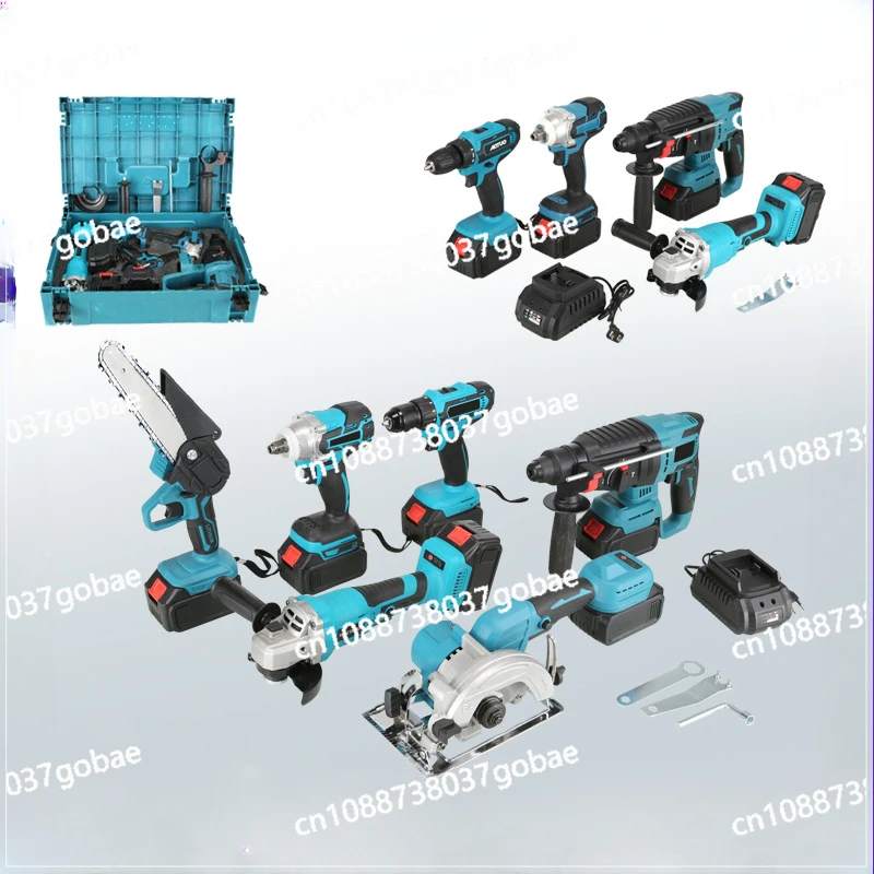 

Бесщеточный электрический ключ с литиевой батареей, электрический молоток, угловая шлифовальная машина, режущий станок, цепная пила, набор инструментов из шести предметов