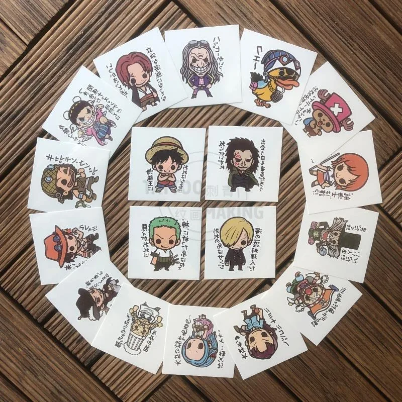 ONE PIECE Anime Peripherals Monkey D. Luffy Roronoa Zoro 18pcs Cartoon Colour Lasting Waterproof Kawaii Tattoo Stickers