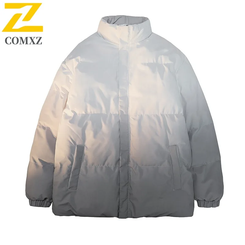 سترة مبطنة بالقطن مقاومة للرياح من COMXZ بلون سادة، سترة مبطنة بسيطة للسفر، بياقة واقفة للثلج، سترة شتوية للرجال