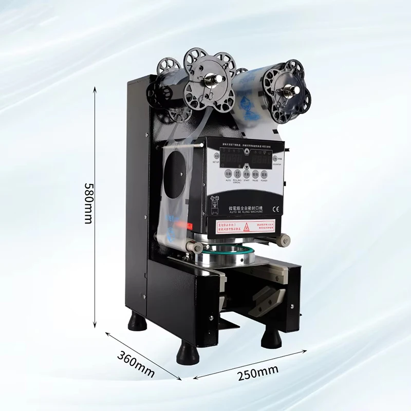 آلة ختم الأكواب الأوتوماتيكية - سدادة حرارية من الفولاذ المقاوم للصدأ لأكواب العصير والقهوة الورقية، 400-6000 كوب ساعة، تشغيل بلمسة واحدة