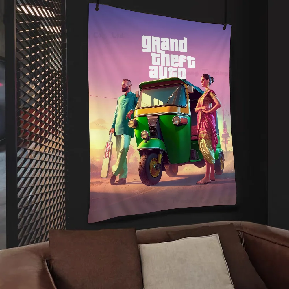 Grand Theft Auto Colorful Tapestry Wall Hanging Hippie Flower Wall Carpets Dorm Decor Wall Art Decor