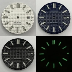 31.5mm NH35 Sterile Black Blue Silver Watch Dial Green Luminous For NH35 4R35 Movement Watch Faces Replacement Parts