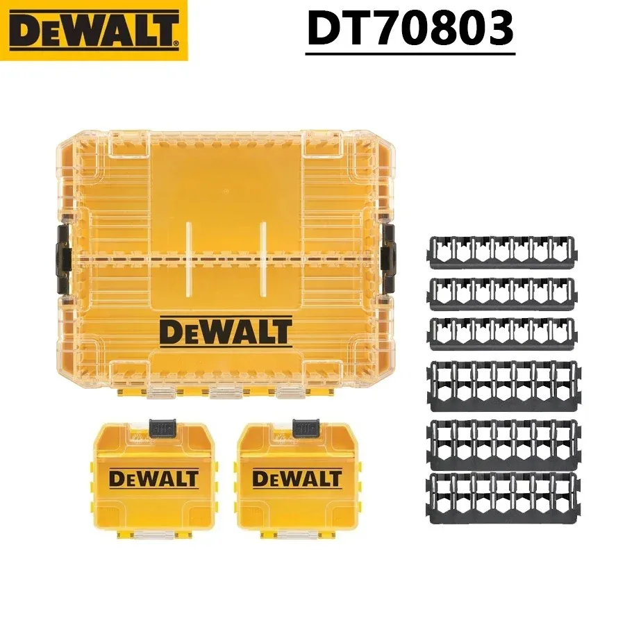 DEWALT DT70803 Grande caixa de ferramentas de armazenamento com divisórias removíveis Organizador de peças pequenas Caixa empilhável transparente DT70803-QZ
