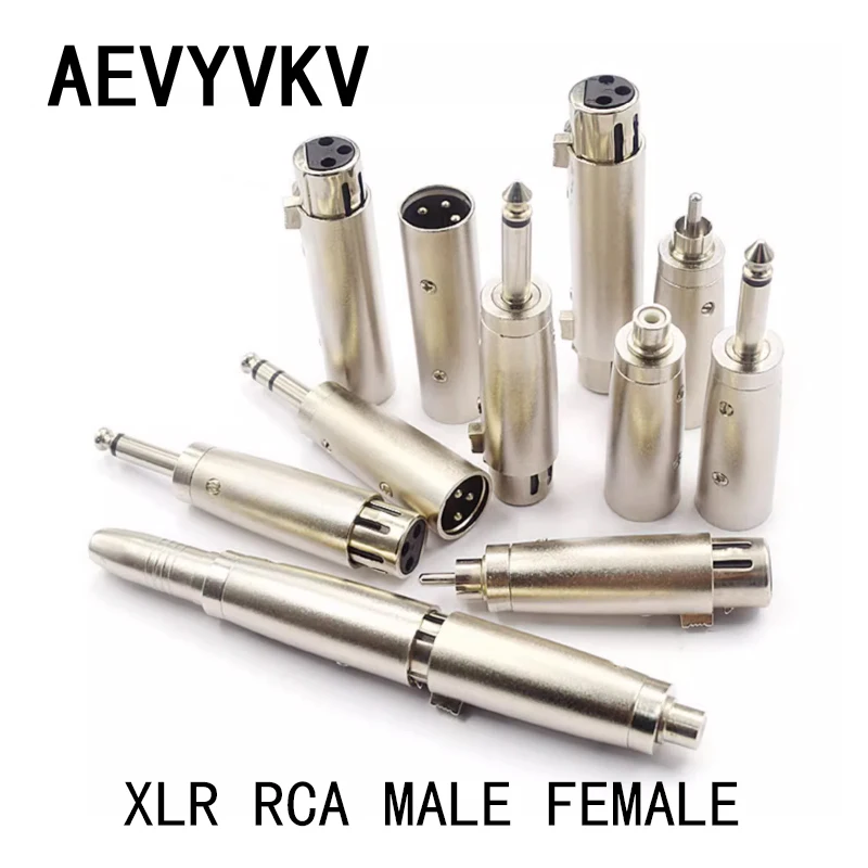 3-pinowy XLR żeński na 6,35 mm męski Mono Jack Adapter przewodów Mikrofon 3-pinowy XLR męski na RCA żeński Adapter prowadnicy Niklowany