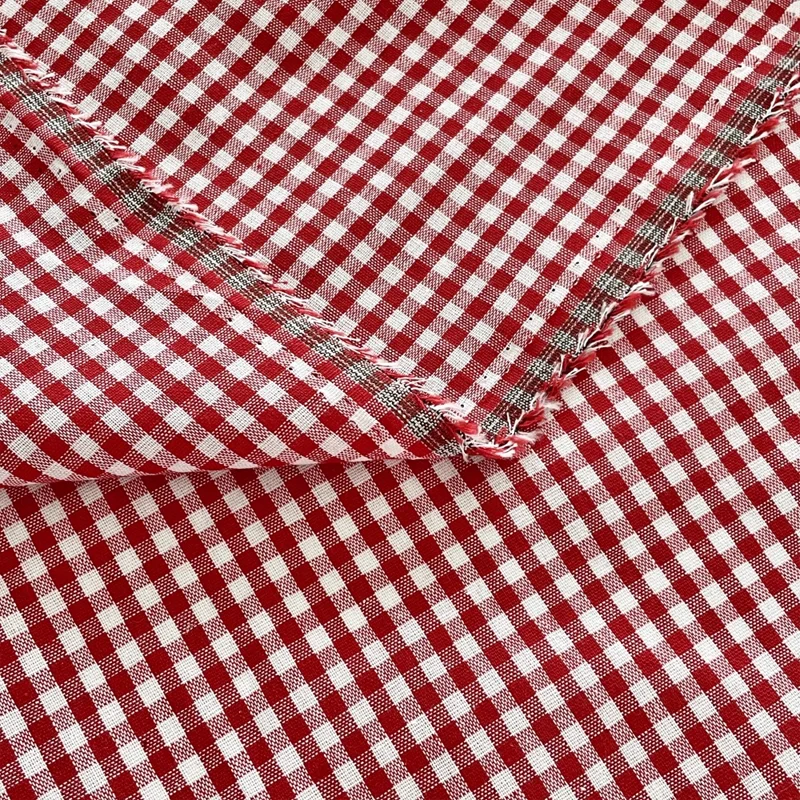 

Red Grid Fabric Polyester-Cotton Tablecloth Dress Handmade DIY Fabric