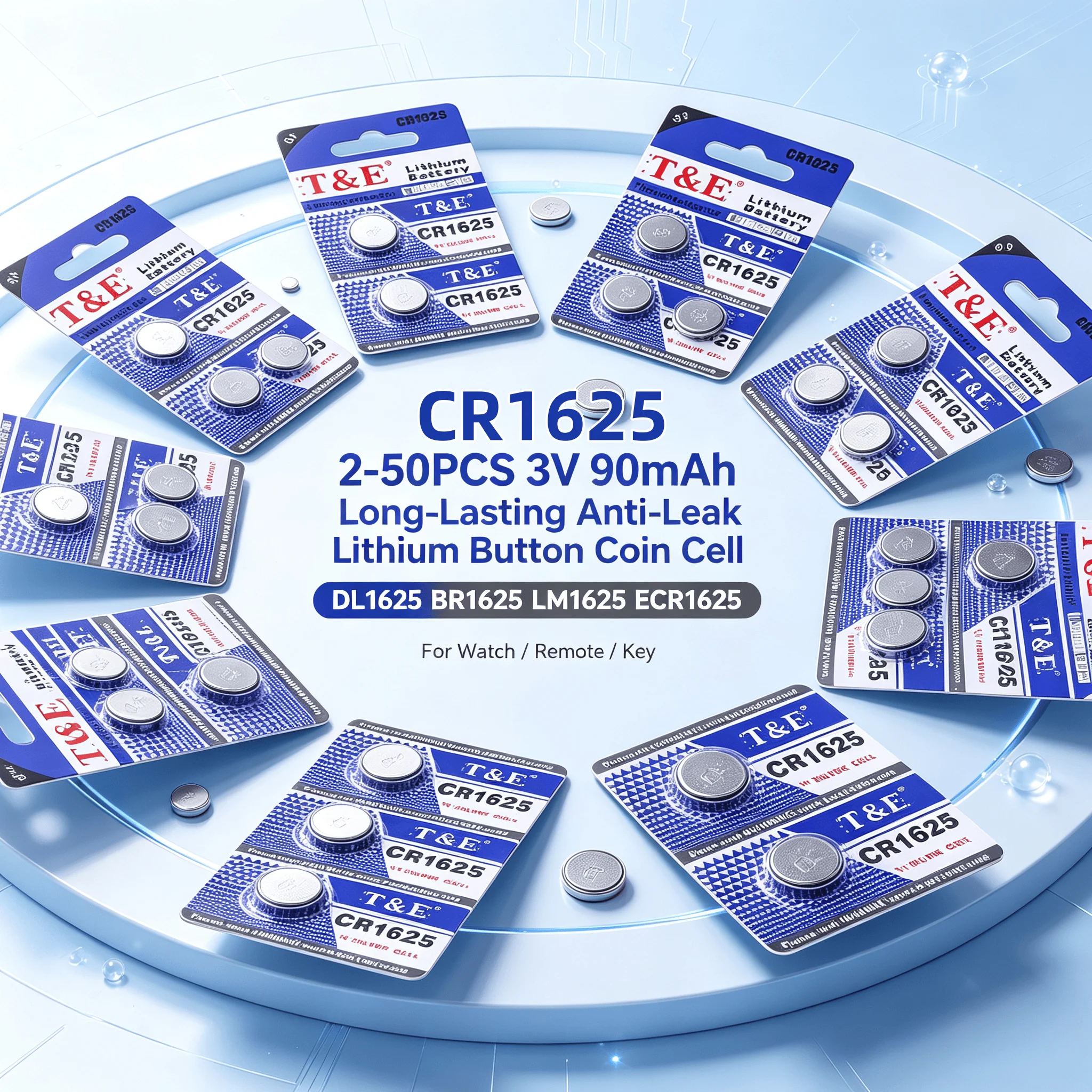 2‑50PCS 3V 90mAh CR1625 Long‑Lasting Anti‑Leak Lithium Button Coin Cell DL1625 BR1625 LM1625 ECR1625 For Watch Remote Key