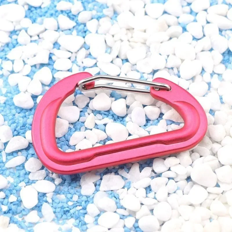 Stainless Steel Keychain Colorful D-shaped Carabiner Spring Quick Hanging Buckle Waist Umbrella Rope  camping equipment