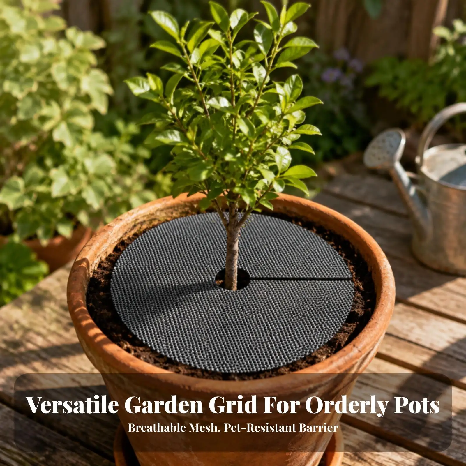 Mesh Soil Cover Pad for Plant Pots 40cm Round Polyethylene Liner Keep Soil Contained for Rectangular Flower Pot