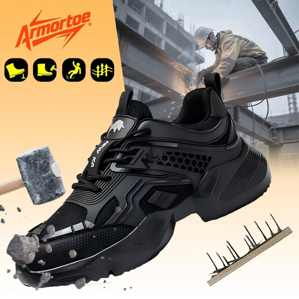 

ArmorToe Steel Head Anti-smash Anti-stabbing Men's Safety Shoes Comfortable Wear-resistant Non-slip Work Shoes #Armor2507