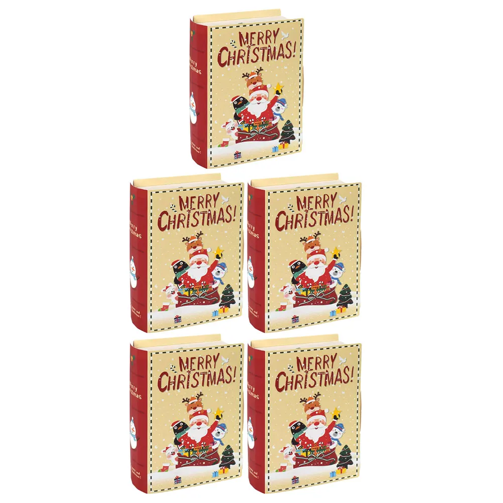 

5 Pcs Book Shaped Cookie Christmas Gift Lids C y Boxes for Party Sweets Biscuit Festival Holiday Decorations Paper Boxes
