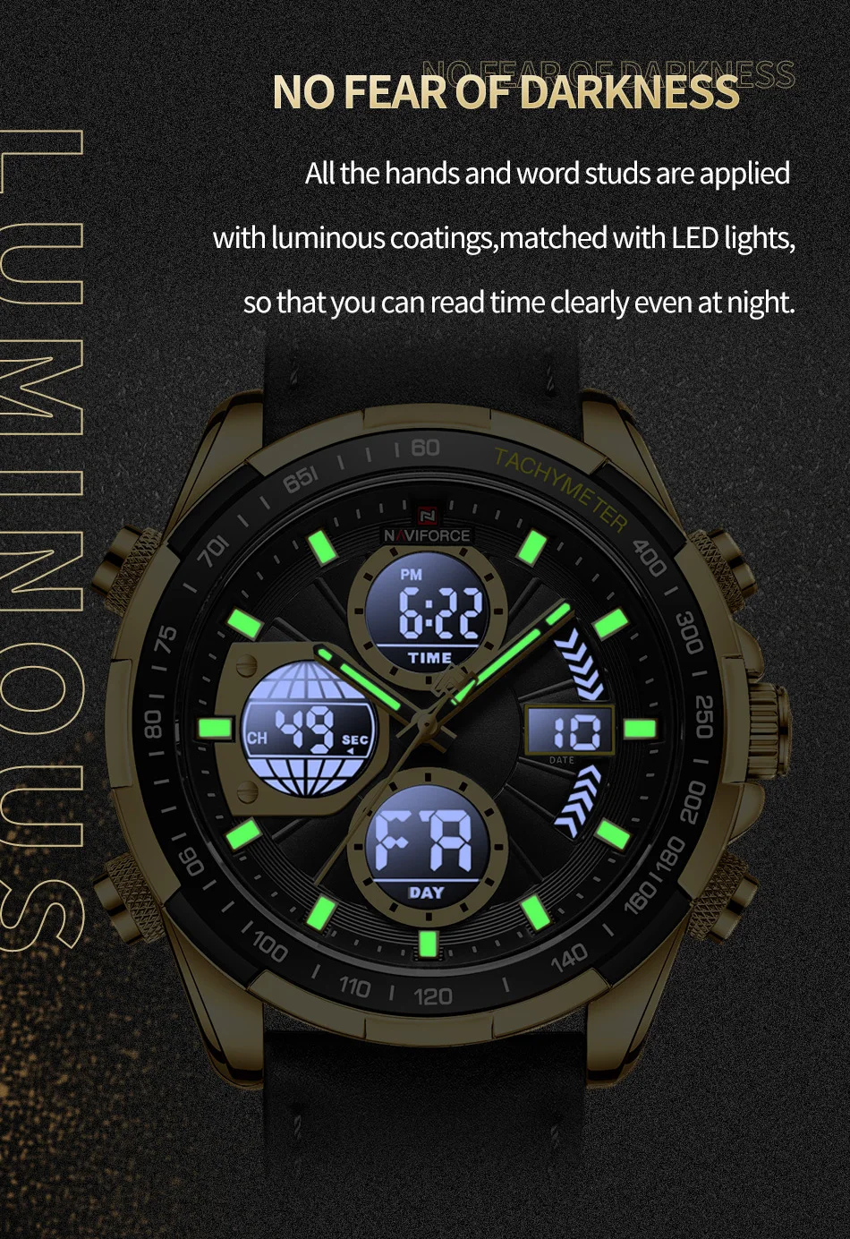 New Original NAVIFORCE Business Luxury Leather Men Watches Sport 3ATM Waterproof LCD Display Watch For Male Quartz WristWatch