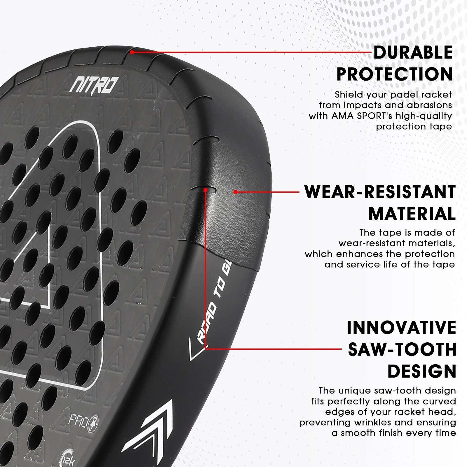 AMA SPORT Padel Racket Protection Tape Durable Easy-to-Apply Racket Guard for Sports And Fitness