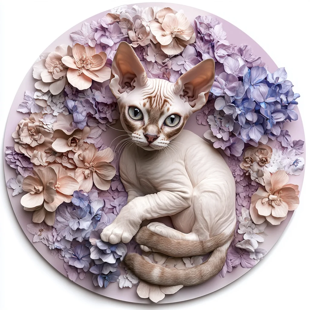 Devon Rex Cat Decorative Ornaments - Customizable Circular Aluminum Paintings & Pet Souvenir Tombstones