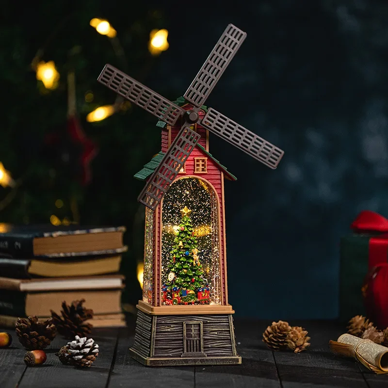 

Christmas wind lantern gift decorative ornament arrangement windmill music box music box crystal ball creative gift
