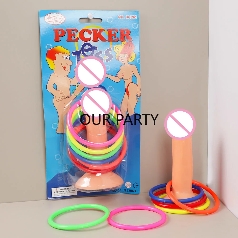 1Set Funny Penis Throw Circle Game Bride To Be Hen Night Ring Toss Toys for Bachelorette Bridal Shower Wedding Party Decoration