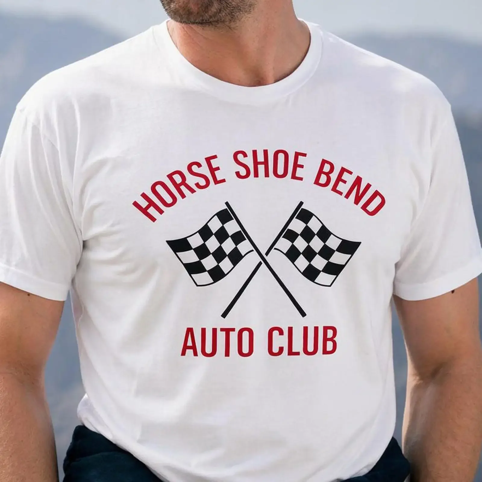 Horse Shoe Bend Auto Club T Shirt For Movie Lover vintage Washed Soft Unisex homme streetwear designer clothes Breathable
