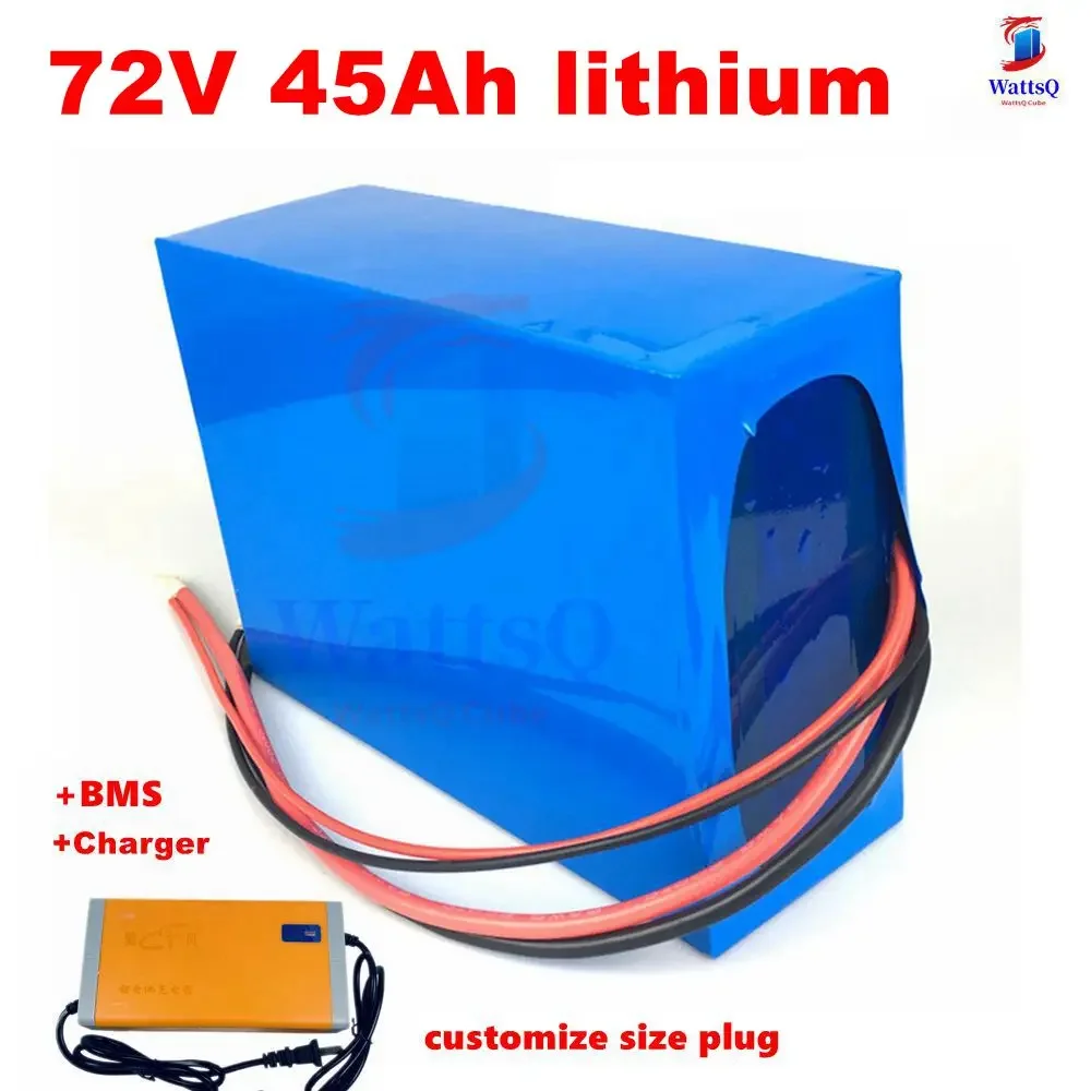 

tsw 72v 45Ah lithium ion triangle battery BMS li ion 20S for 5000w 6000w Mountain Bike scooter Motorcycle + 10A charger