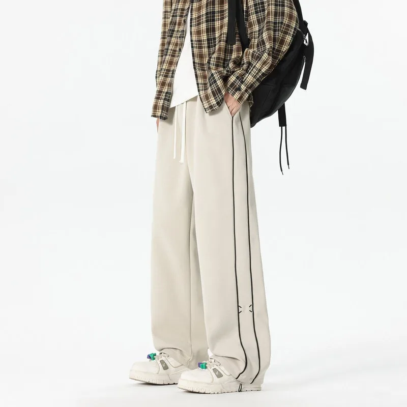 

Мужские однотонные эластичные брюки с высокой талией и карманами на шнурке, модные повседневные свободные брюки