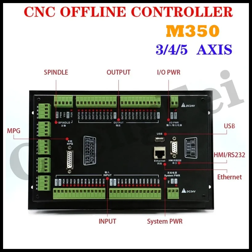 CNC M350 3/4/5 axis independent offline controller, support closed-loop stepper servo/ATC controller, replace DDCSV3.1MPG