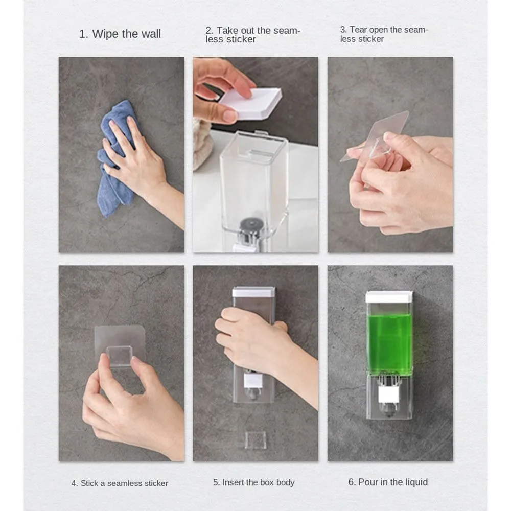 Non-punching Manual Press Soap Dispenser Wall Hanging Traceless Paste Disinfectant Bottle Bathroom Transparent Soap Dispenser