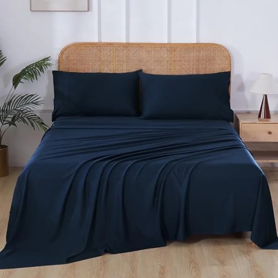 

100% Bamboo Viscose Sheet Set 400 Thread Count Cooling Sheets for Hot Sleepers 16" Deep Pocket Ultra Soft Breathable and Hotel
