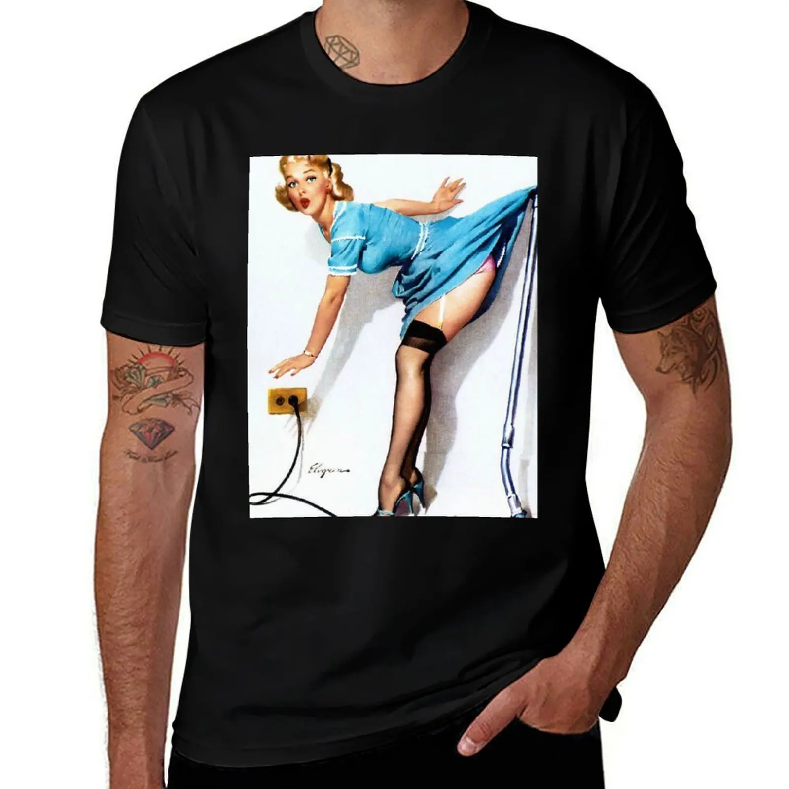 Pin-Up Girl - Elvgren - Vintage T-Shirt Plus Size Basic Cotton T-Shirt