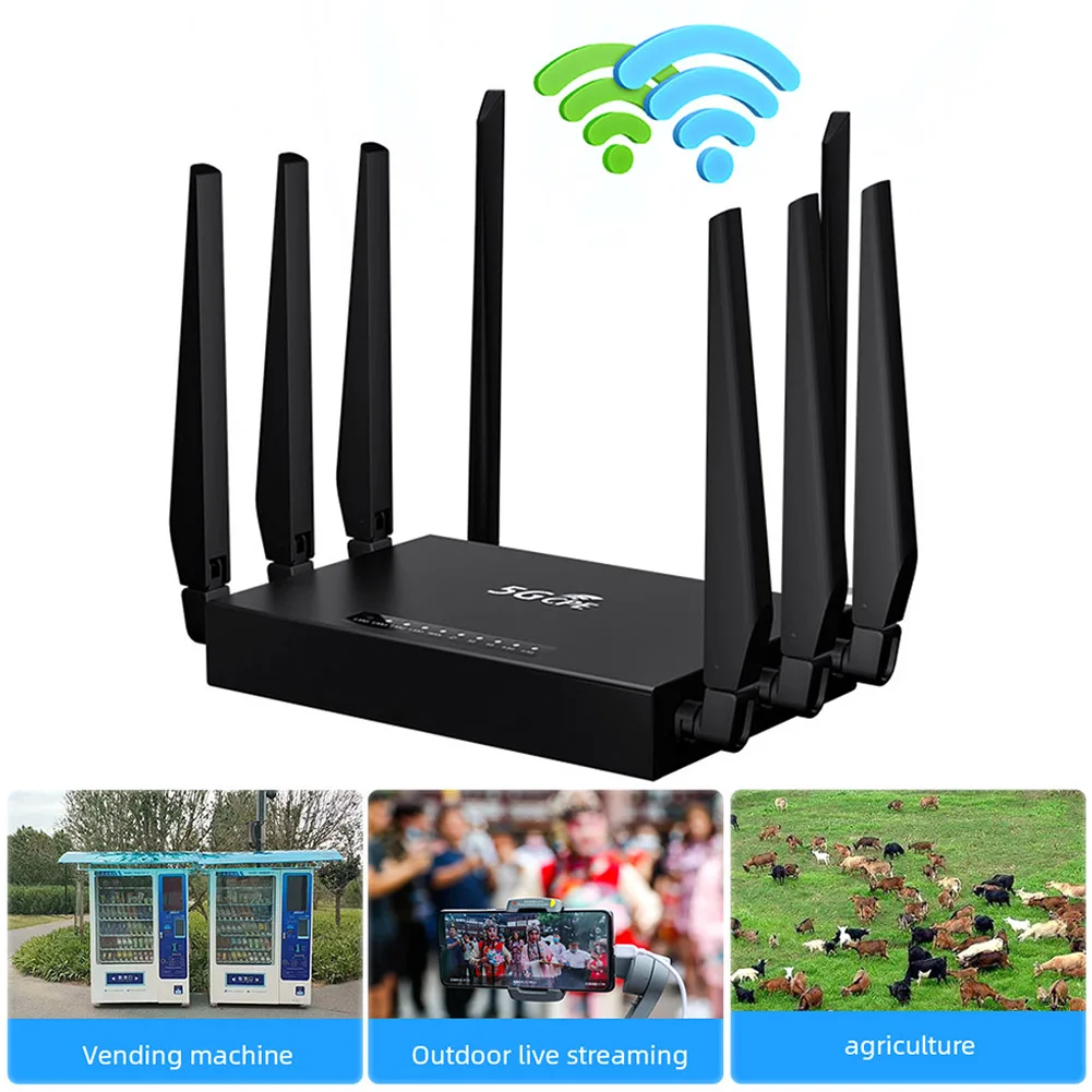 5G CPE WIFI6 راوتر ثنائي النطاق 2.4G + 5.8G موزع إنترنت واي فاي مع بطاقة SIM Solt دعم 32 مستخدم راوتر لاسلكي جيجابت إيثرنت راوتر