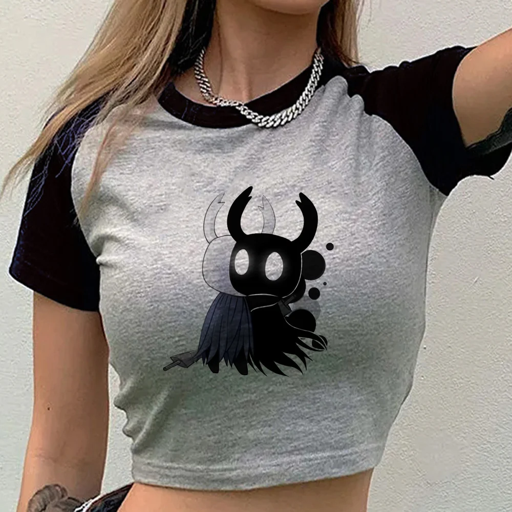 Hollow Knight crop top teen gyaru manga japanese t shirt scene  emo goth funny korean fashion