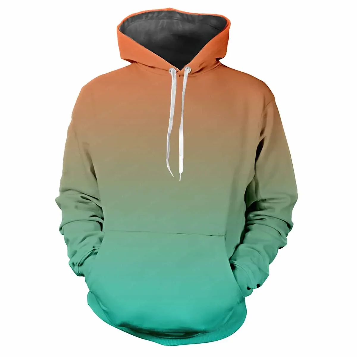 Trendy men's Hoodie Printed Change Color  Patterns Digital Printing Casual Long Sleeved Hooded Thick Fabric Tops