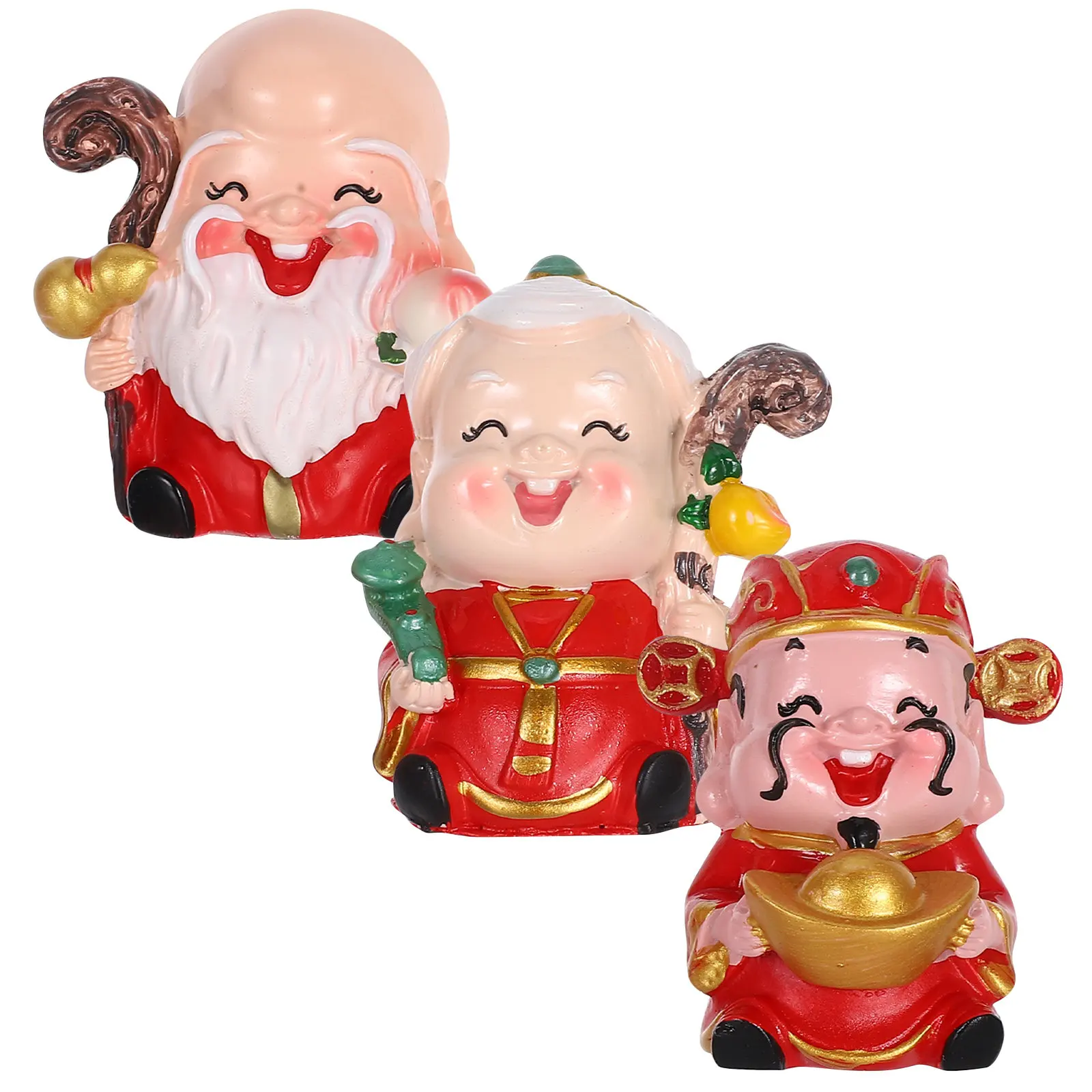 Longevity Health & Wellness Hotel - 3Pcs Resin Chinese Elder Figures Cake