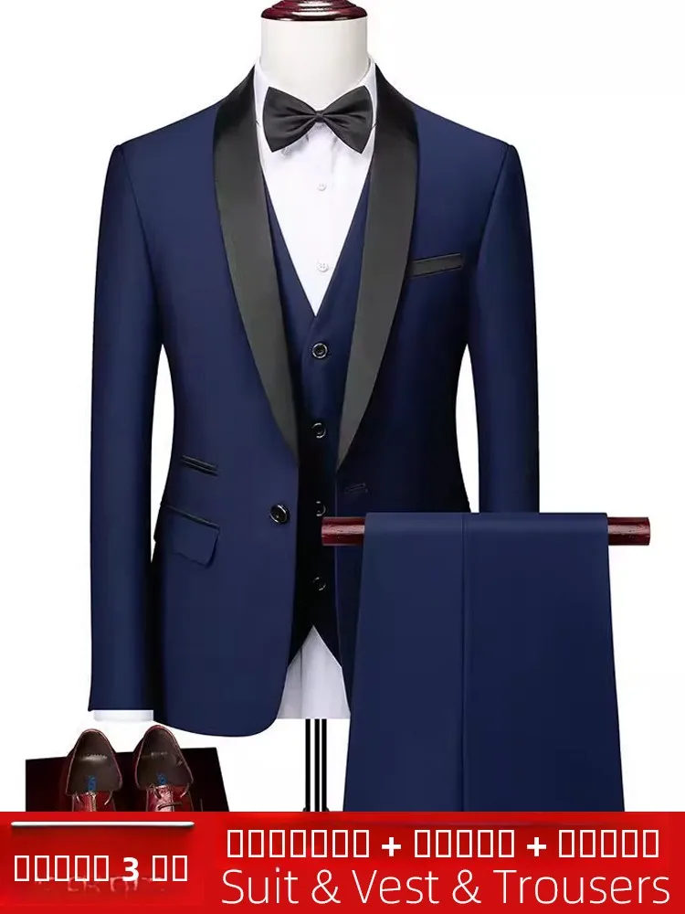 

Slim Fit Wedding Suit Tee Piece Set with Qingguo Collar for om And Best Man Busin Casual Polyester Blend Fabric