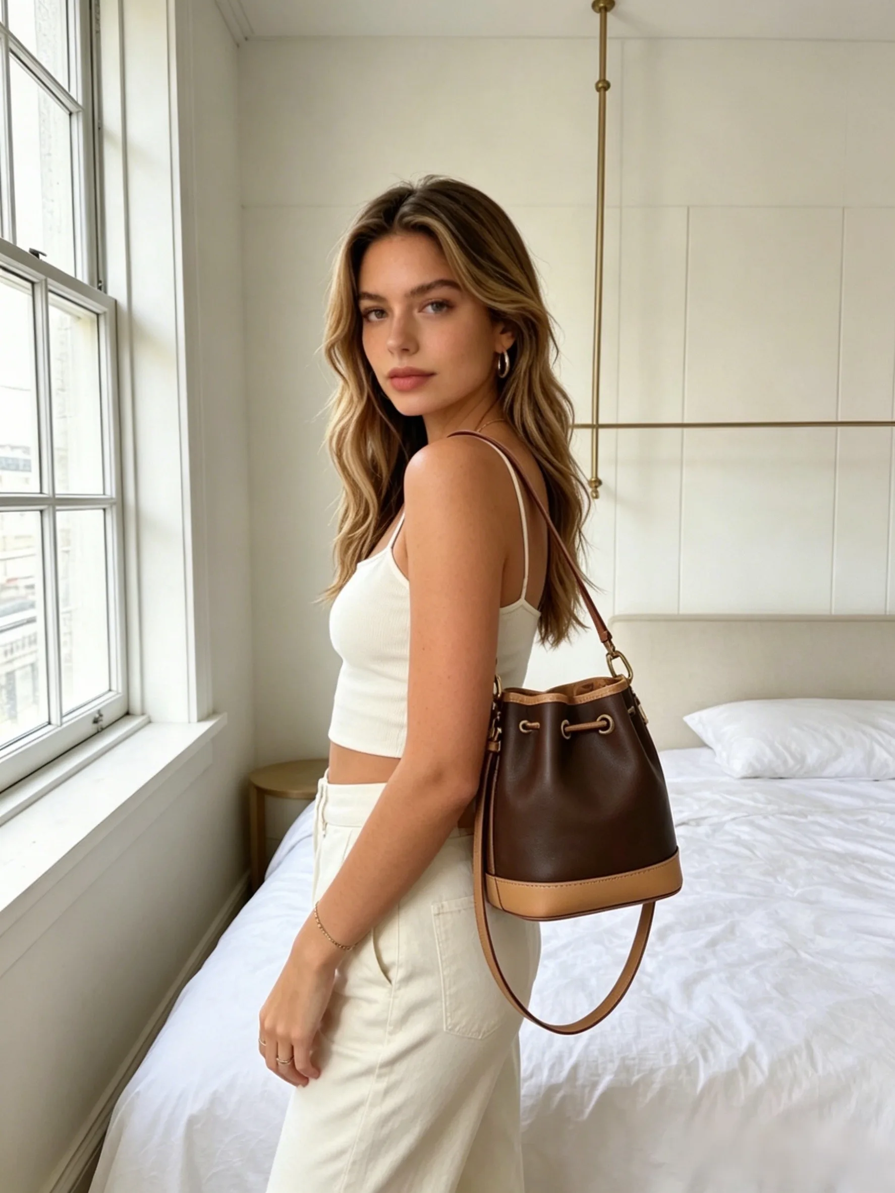 Premium PU Leather Top Handle Bag Ladies Office Work Tote Bag with Gold Hardware Luxe Designer Style
