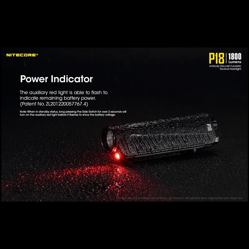 Nitecore-戦術的な赤い白色LED懐中電灯,1800ルーメン,デュアル光源,8つの照明モード,3100mAhバッテリー,p18