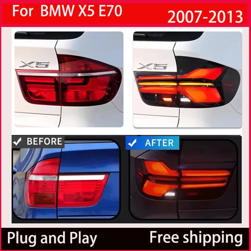 For BMW X5 E70 Taillight Assemblies 2007-2013 LED Sequential Flowing Turning Signal Rear Tail Light Auto Lamp Accessories