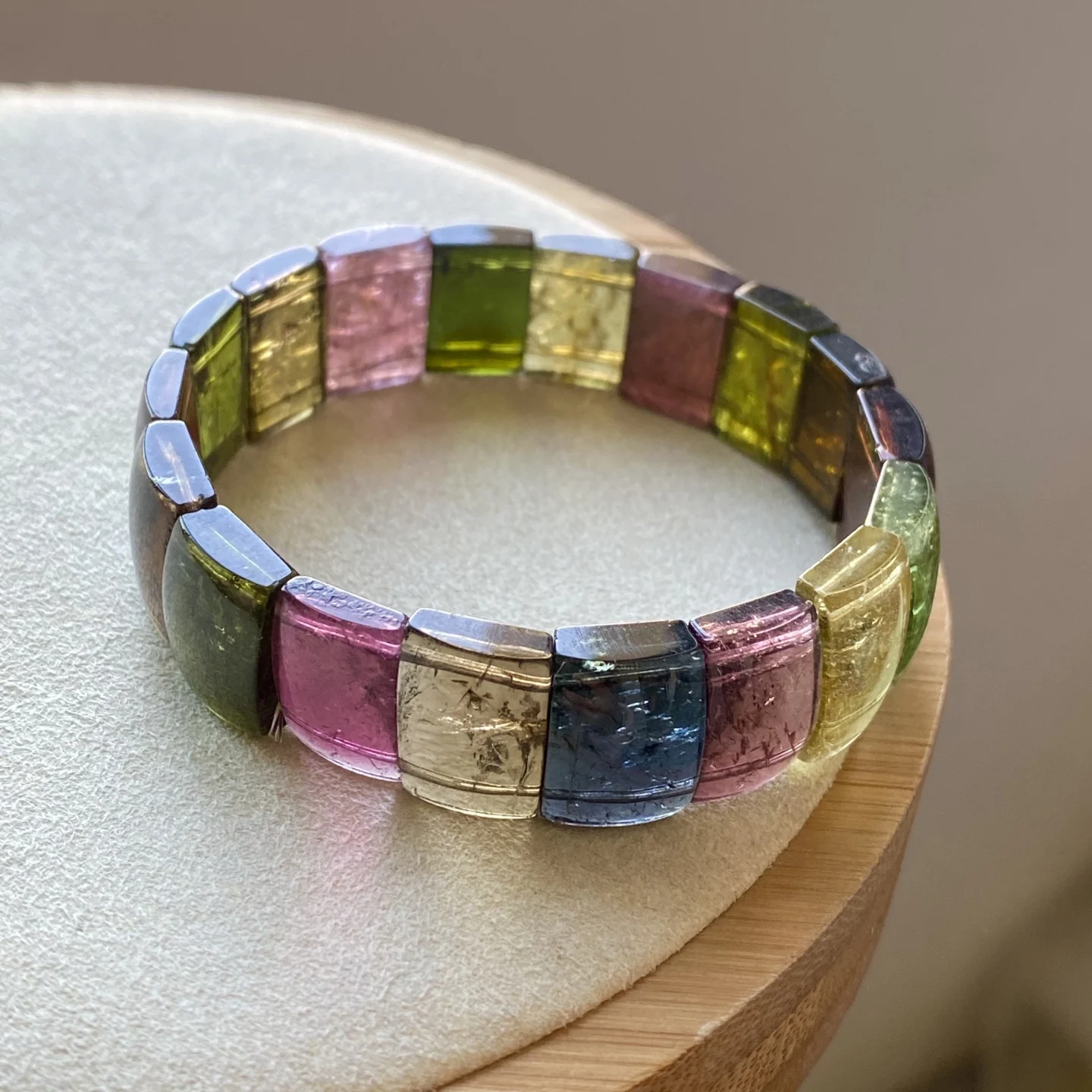 Natural Rainbow Tourmaline Clear Rectangle Beads Bracelet 14/10/5mBlue Red Green Tourmaline Brazil Women Men Jewelry AAAAAAA