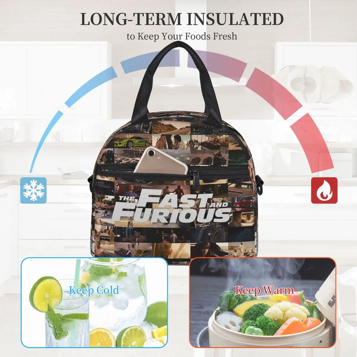 Fast And Furious - Legends - Tribute Lunch Bags Insulated Bento Box Portable Lunch Tote Picnic Bags Thermal Bag for Woman Girl