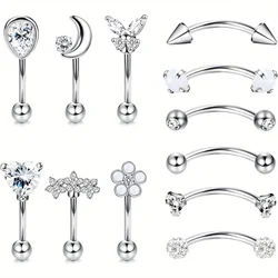 Drperfect Hypoallergenic Stainless Steel Curved Barbell Eyebrow Rings Cartilage Earrings Labret Lip Monroe Rings Petite Belly