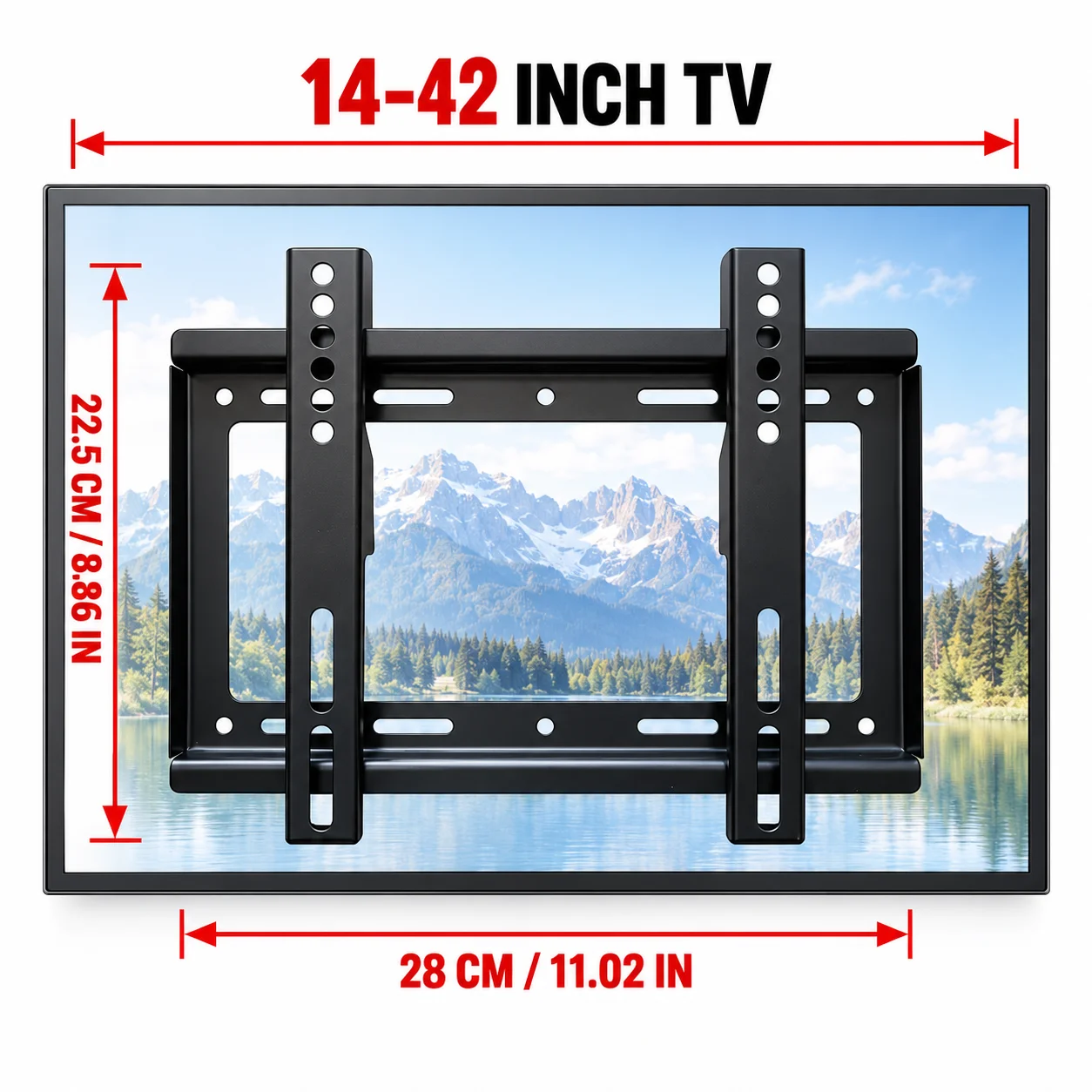 14–42 Inch Universal Monitor and TV Wall Mount, Slim Adjustable Bracket for LCD and LED Displays