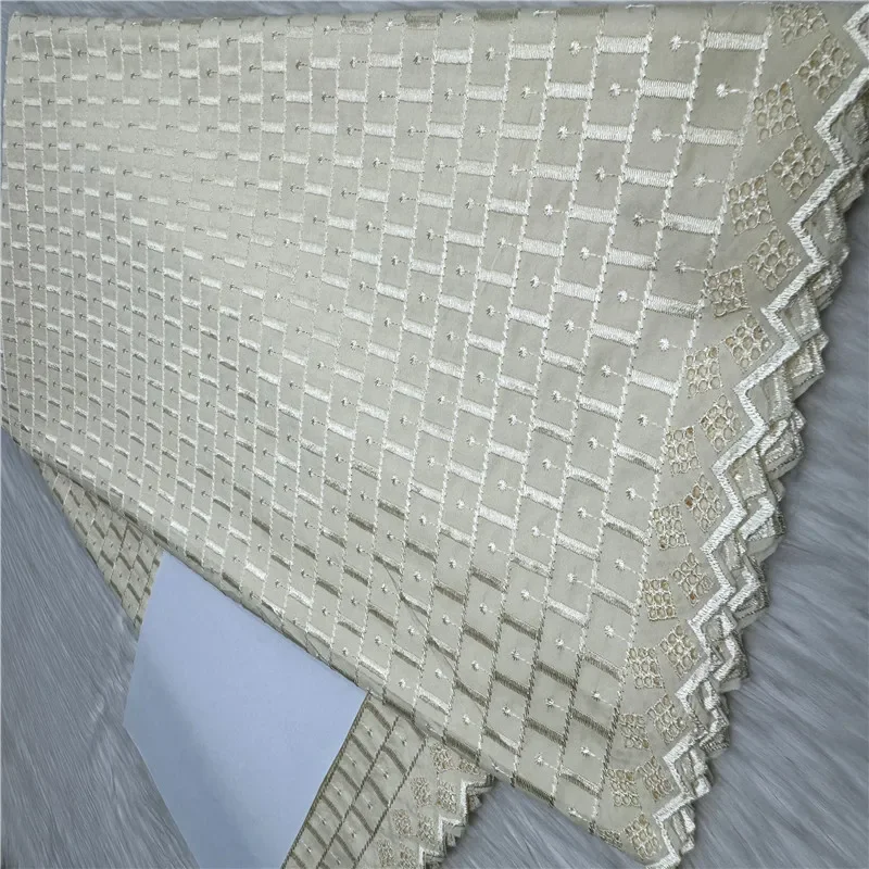 

5 ярдов, нигерийская 100% хлопок, польская атласная ткань для вышивки, высококачественная швейцарская вуаль, кружевной материал для мужчин, стиль Дубая 27L59202