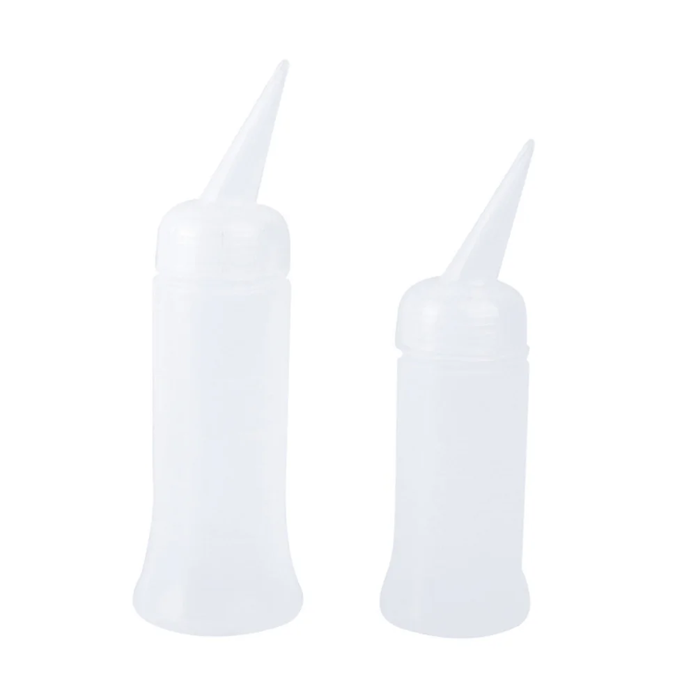 

5pcs Plastic Shampoo Bottle Oblique Mouth Measuring Scale Leak Proof Squeeze Applicator For Hair Dye Perm Treatment Lab Use