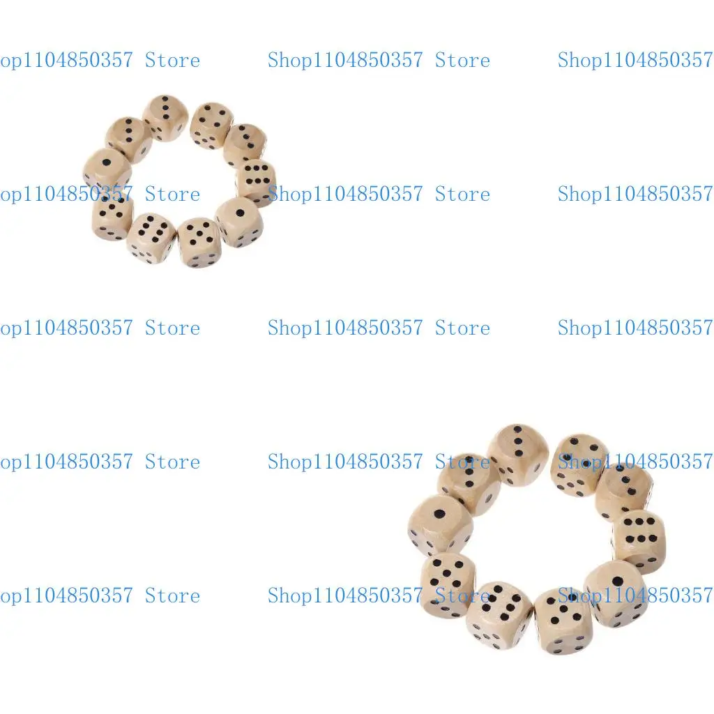 

5 Asd 10pcs Деревянные кубики 6 -х боковые кости 14 -мм цифровые точки круглые угловые кубики для детей