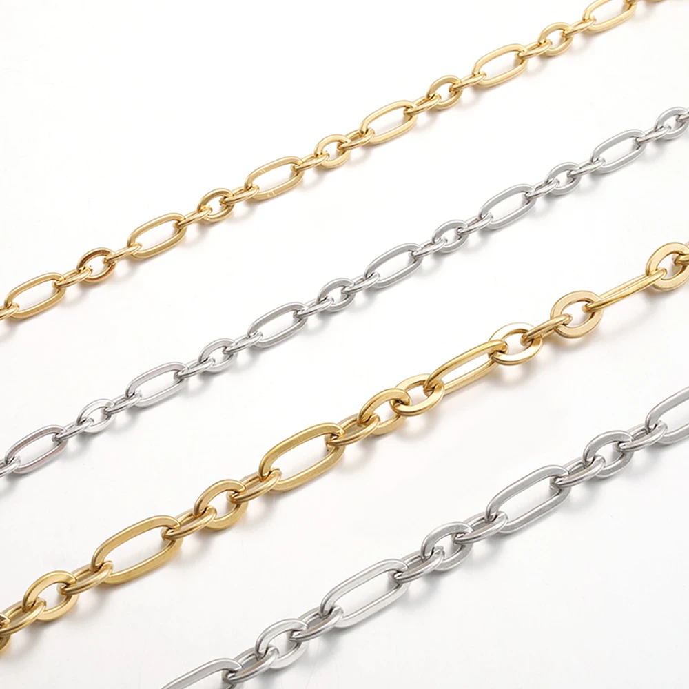 1Meter Stainless Steel 3:1 Flatten Cross Chain Hip Hop Punk Necklace for DIY Jewelry Making Supplies Accessories