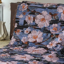 Grote Bloem Garen Geverfd Jacquard Stof Olieverfschilderij Stijl Vrouwen Retro Jurk Tas Diy Naaien Stof 50Cm X 145Cm