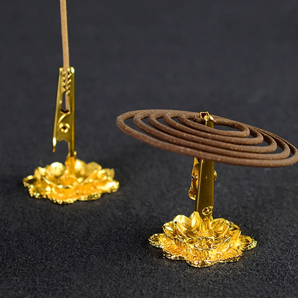 

2 Pcs Incense Clip Quality Holder Alloy Rack Spiral Lotus Burner Coil