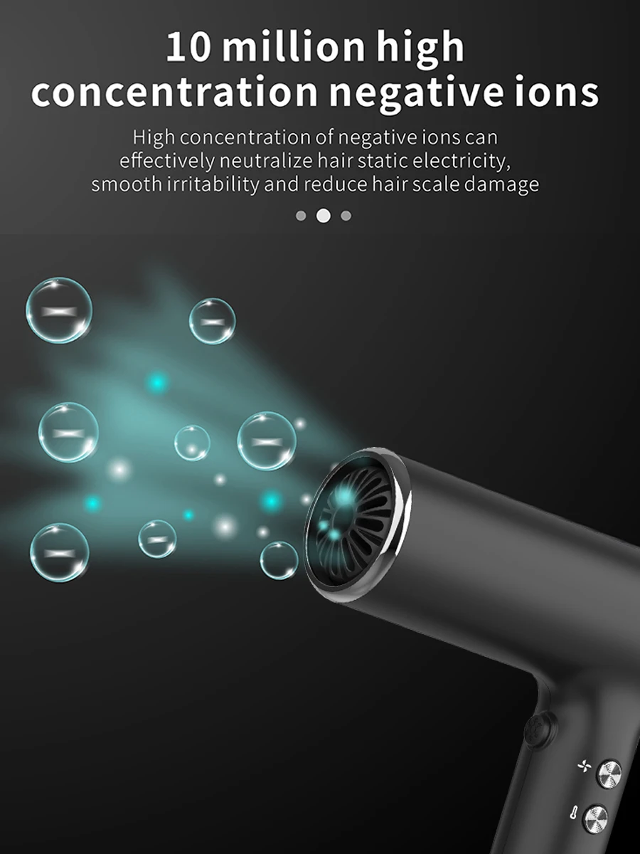 Haartrockner, 1800 W, professioneller, leistungsstarker Haartrockner, schnelle Erwärmung, heiße und kalte Einstellung, negativer ionischer Luftfön